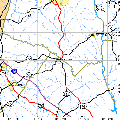 Zip code 29178 close-up map