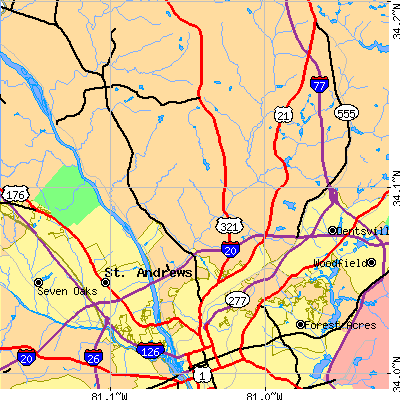 Zip code 29203 close-up map
