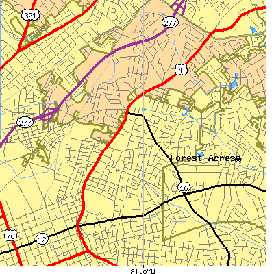 Zip code 29204 close-up map