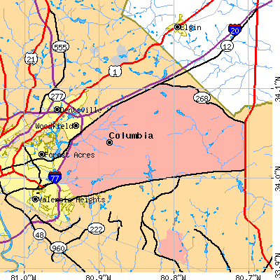 Zip code 29206 close-up map