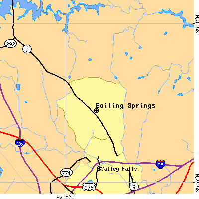 Zip code 29316 close-up map