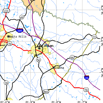 Zip code 29325 close-up map