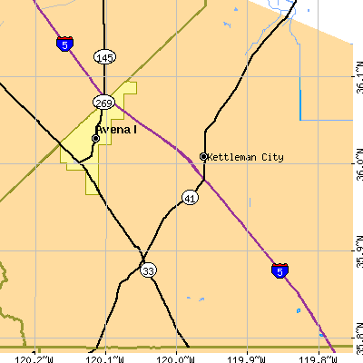 Zip code 93239 close-up map