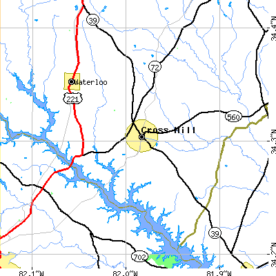 Zip code 29332 close-up map