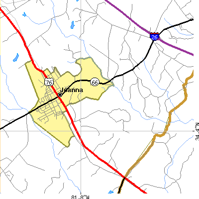 Zip code 29351 close-up map