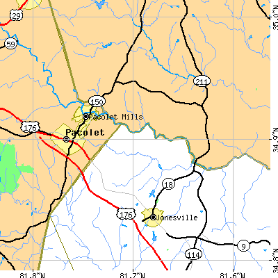 Zip code 29372 close-up map