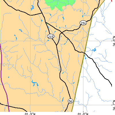 Zip code 29374 close-up map
