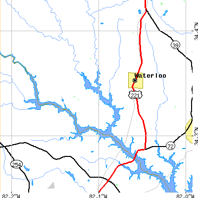 Zip code 29384 close-up map
