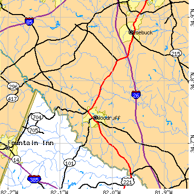 Zip code 29388 close-up map