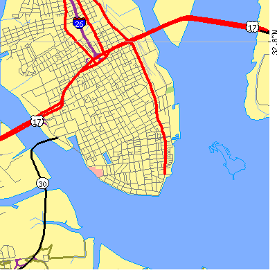 Zip code 29401 close-up map