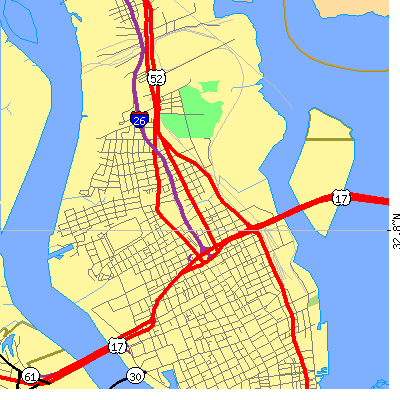 Zip code 29403 close-up map