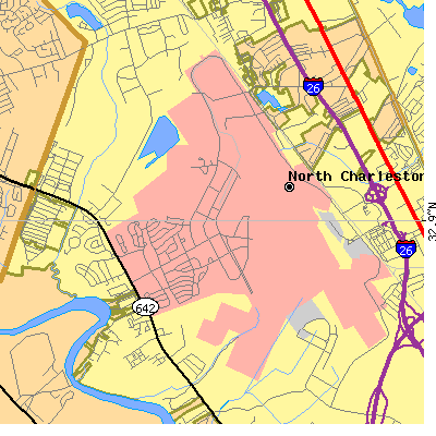 Zip code 29404 close-up map