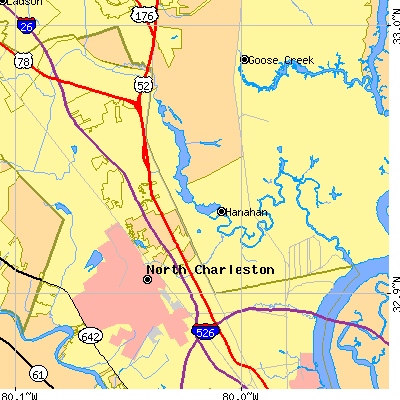 Zip code 29406 close-up map
