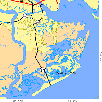 Zip code 29412 close-up map
