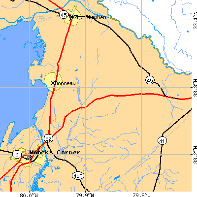 Zip code 29431 close-up map
