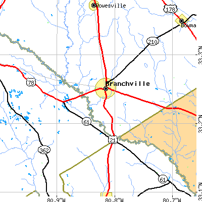 Zip code 29432 close-up map