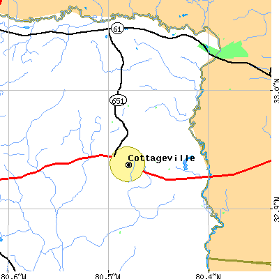 Zip code 29435 close-up map