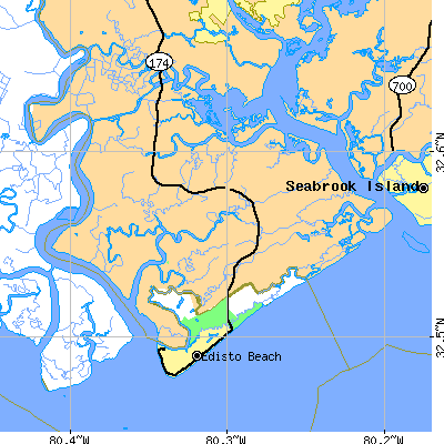 Zip code 29438 close-up map
