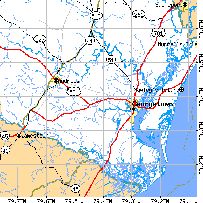 Zip code 29440 close-up map