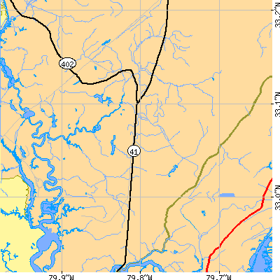 Zip code 29450 close-up map