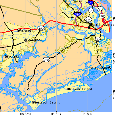 Zip code 29455 close-up map