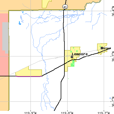 Zip code 93245 close-up map
