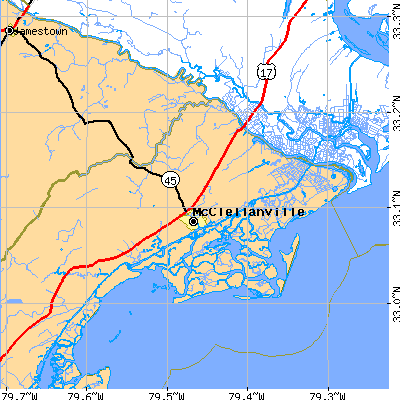 Zip code 29458 close-up map