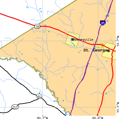 Zip code 29471 close-up map