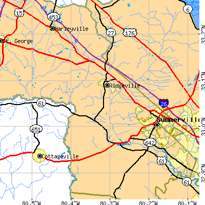 Zip code 29472 close-up map