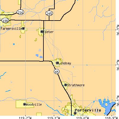 Zip code 93247 close-up map