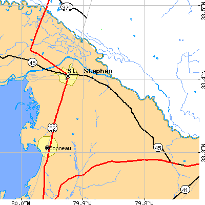 Zip code 29479 close-up map