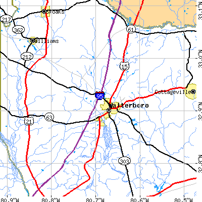 Zip code 29488 close-up map