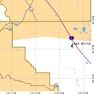 Zip code 93249 close-up map