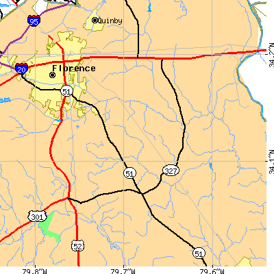 Zip code 29505 close-up map