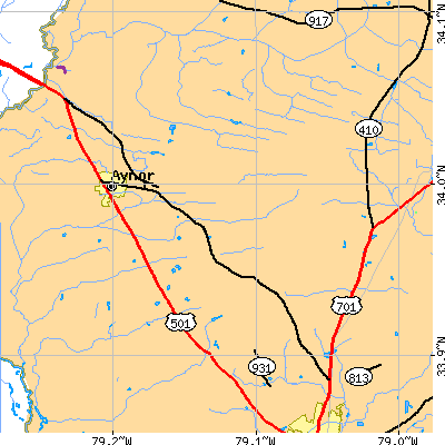 Zip code 29511 close-up map