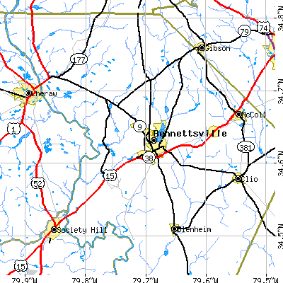 Zip code 29512 close-up map