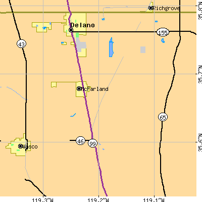 Zip code 93250 close-up map