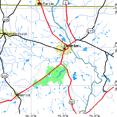Zip code 29520 close-up map