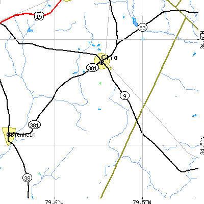 Zip code 29525 close-up map