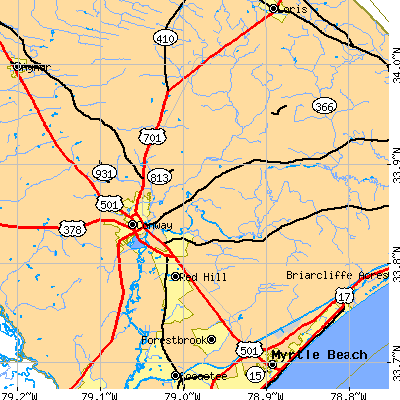 Zip code 29526 close-up map