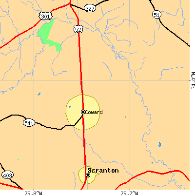 Zip code 29530 close-up map