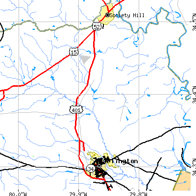 Zip code 29540 close-up map
