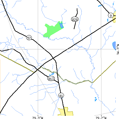 Zip code 29543 close-up map