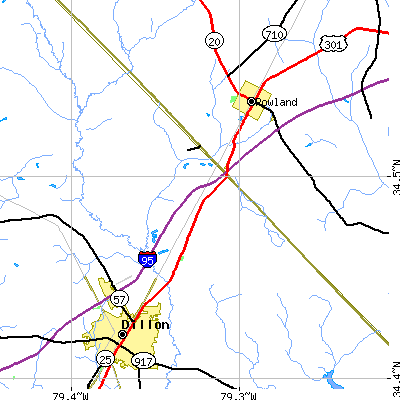 Zip code 29547 close-up map