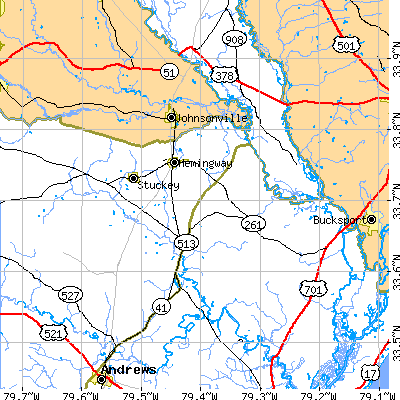 Zip code 29554 close-up map
