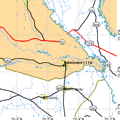 Zip code 29555 close-up map