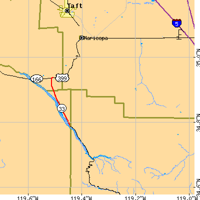 Zip code 93252 close-up map