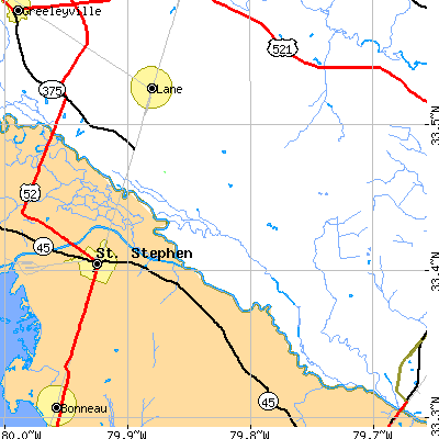Zip code 29564 close-up map