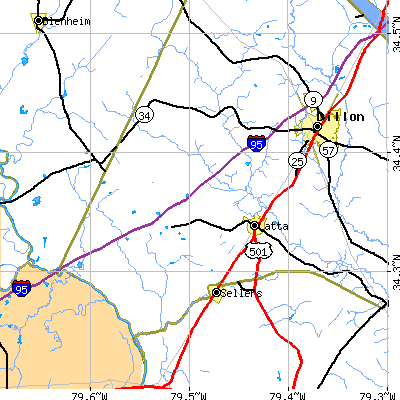 Zip code 29565 close-up map