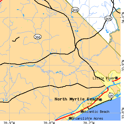Zip code 29568 close-up map